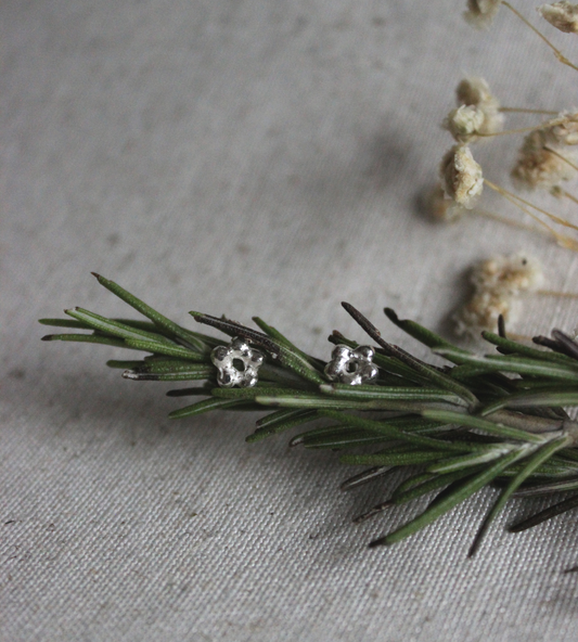 Brincos Flower Button Prateados